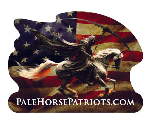 The Pale Horse Rider US Flag Sticker